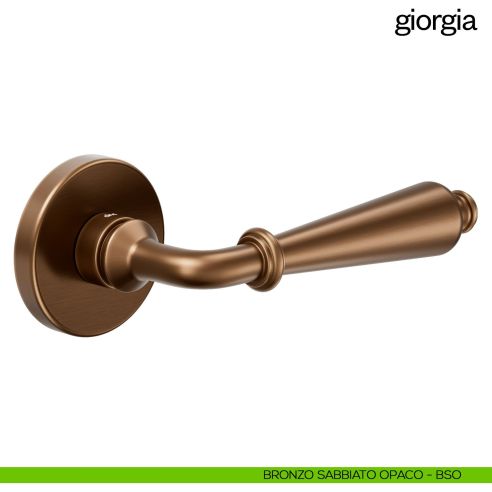 Maniglia per porta Giorgia Dnd Handles con rosetta tonda bronzo sabbiato opaco