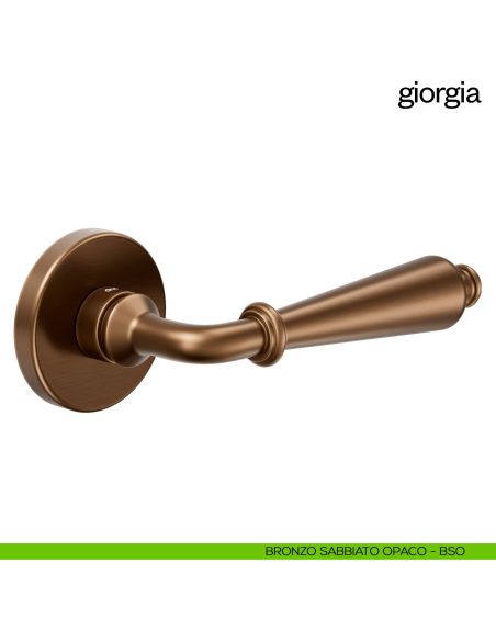 Maniglia per porta Giorgia Dnd Handles con rosetta tonda bronzo sabbiato opaco