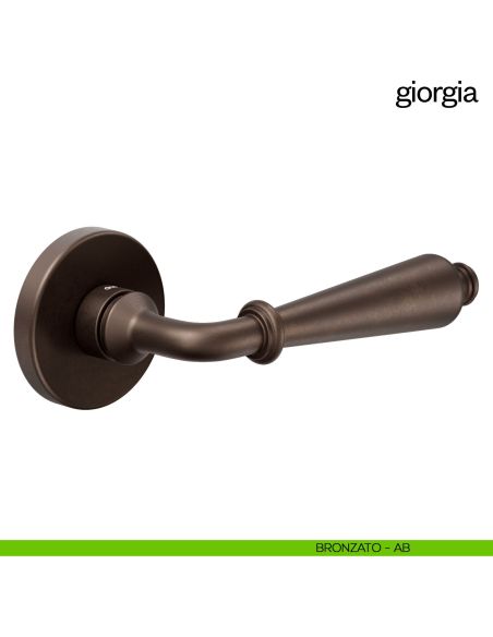 Maniglia per porta Giorgia Dnd Handles con rosetta tonda bronzato