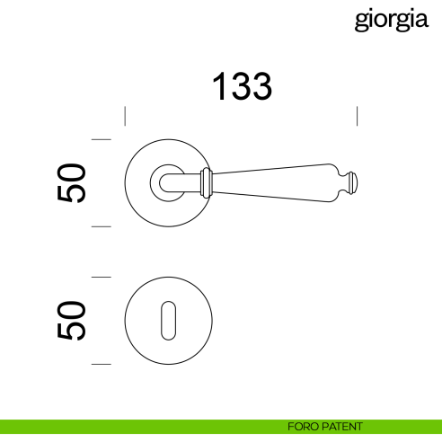 Maniglia per porta Giorgia Dnd Handles con rosetta tonda foro patent