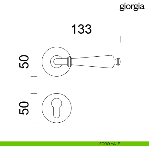 Maniglia per porta Giorgia Dnd Handles con rosetta tonda foro yale