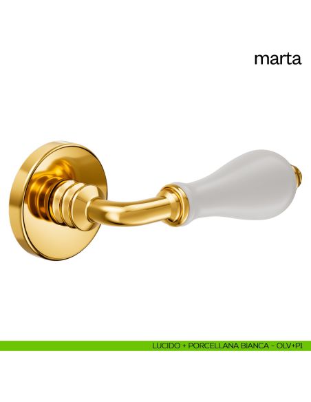 Maniglia per porta Marta Dnd Handles con rosetta tonda ottone lucido