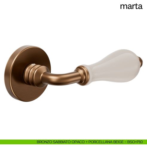 Maniglia per porta Marta Dnd Handles con rosetta tonda bronzo sabbiato opaco