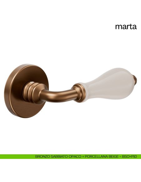 Maniglia per porta Marta Dnd Handles con rosetta tonda bronzo sabbiato opaco