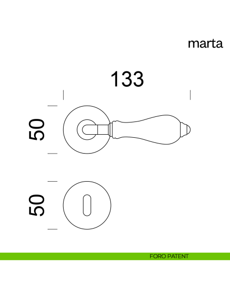 Maniglia per porta Marta Dnd Handles con rosetta tonda patent