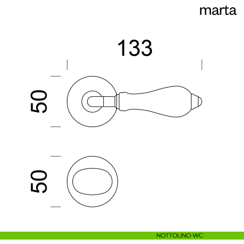 Maniglia per porta Marta Dnd Handles con rosetta tonda nottolino