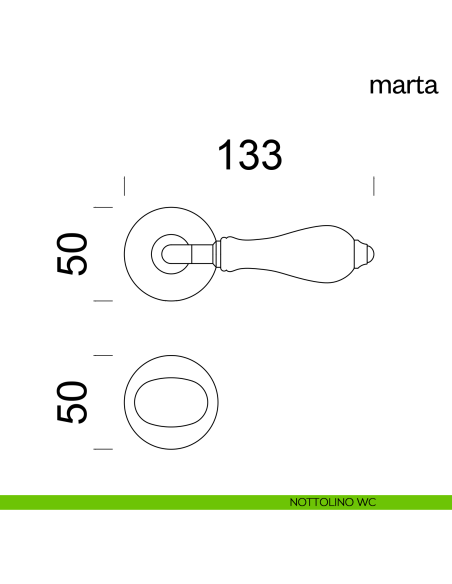 Maniglia per porta Marta Dnd Handles con rosetta tonda nottolino