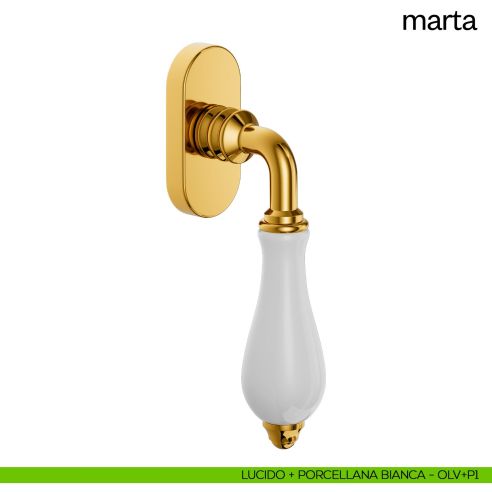 Maniglia per finestra martellina DK Marta dnd lucido + porcellana bianca