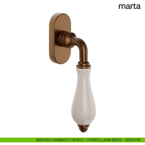 Maniglia per finestra martellina DK Marta dnd bronzo sabbiato opaco + porcellana beige