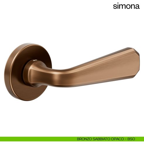 Maniglia per porta Simona Dnd Handles con rosetta tonda bronzo sabbiato opaco