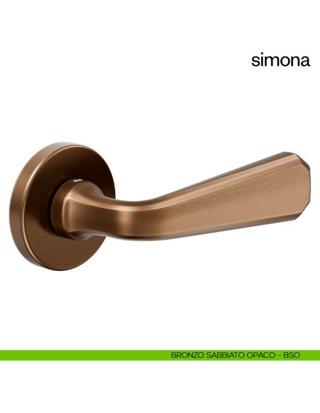 Maniglia per porta Simona Dnd Handles con rosetta tonda bronzo sabbiato opaco