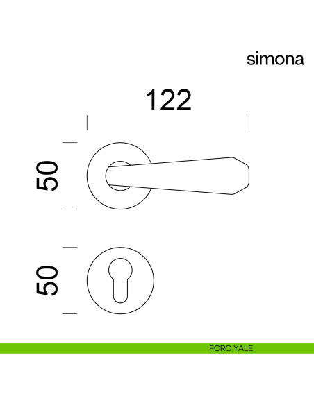 Maniglia per porta Simona Dnd Handles con rosetta tonda foro yale