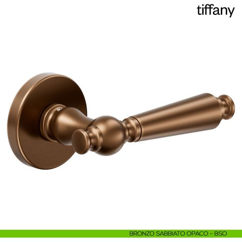 Maniglia per porta Tiffany Dnd Handles con rosetta tonda bronzo sabbiato opaco