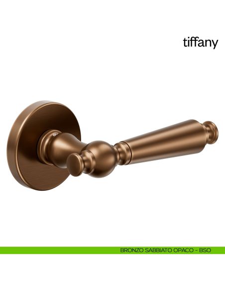 Maniglia per porta Tiffany Dnd Handles con rosetta tonda bronzo sabbiato opaco
