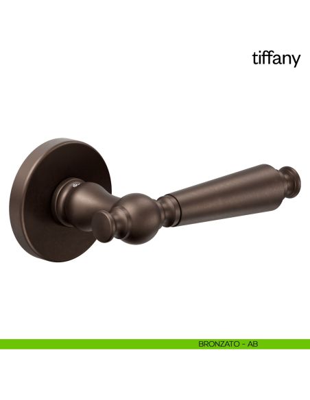 Maniglia per porta Tiffany Dnd Handles con rosetta tonda bronzato