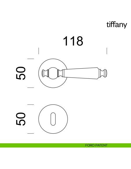 Maniglia per porta Tiffany Dnd Handles con rosetta tonda foro patent