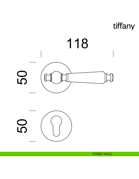 Maniglia per porta Tiffany Dnd Handles con rosetta tonda foro yale