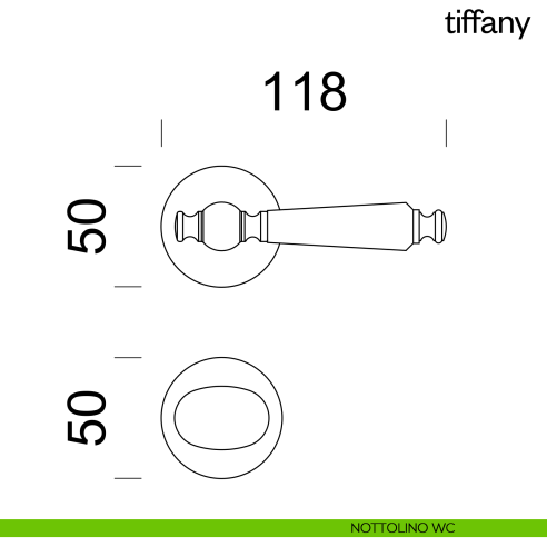 Maniglia per porta Tiffany Dnd Handles con rosetta tonda nottolino wc