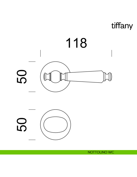 Maniglia per porta Tiffany Dnd Handles con rosetta tonda nottolino wc
