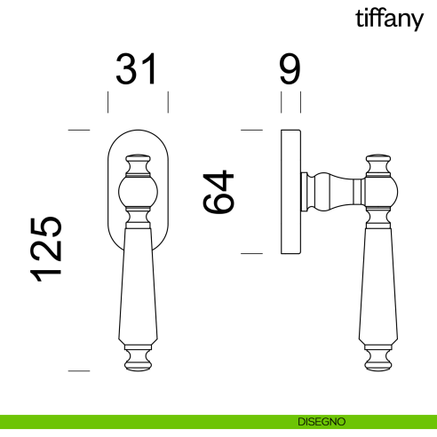 Maniglia per finestra martellina DK Tiffany dnd disegno