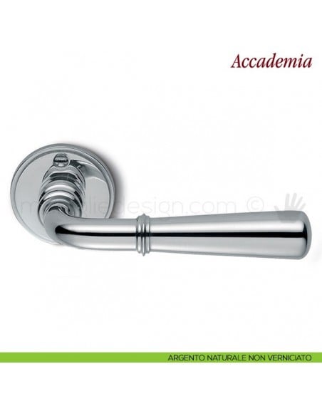 Maniglia per porta Accademia Antologhia senza molla argento naturale non verniciato