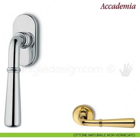 Maniglia per finestra martellina DK Accademia Antologhia ottone naturale non verniciato