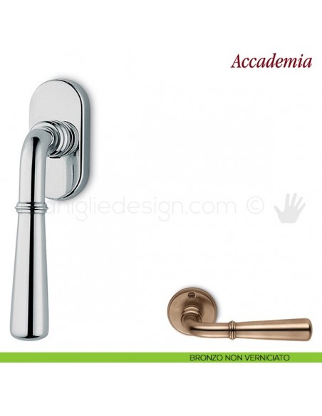 Maniglia per finestra martellina DK Accademia Antologhia bronzo non verniciato