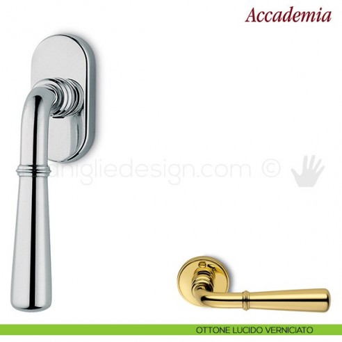 Maniglia per finestra martellina DK Accademia Antologhia ottone lucido verniciato