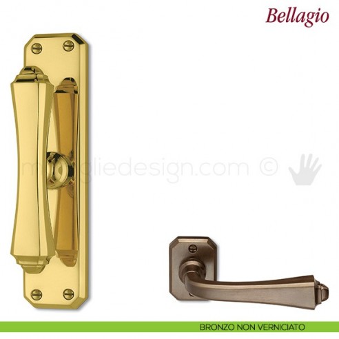 Maniglia per finestra cremonese Bellagio Antologhia con placca bassa bronzo non verniciato