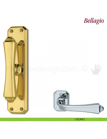 Maniglia per finestra cremonese Bellagio Antologhia con placca bassa cromo