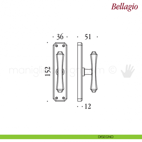 Maniglia per finestra cremonese Bellagio Antologhia disegno