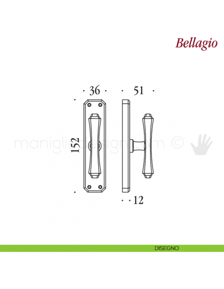 Maniglia per finestra cremonese Bellagio Antologhia disegno