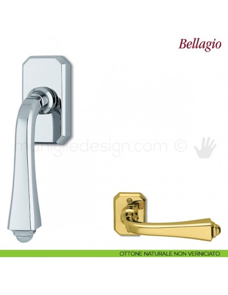 Maniglia per finestra martellina DK Bellagio Antologhia ottone naturale non verniciato