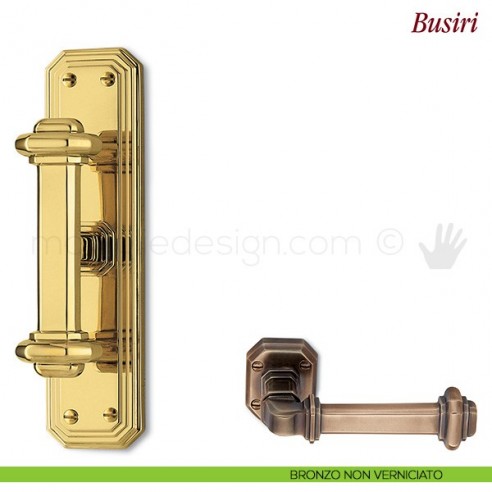Maniglia per finestra cremonese Busiri Antologhia con placca bassa bronzo non verniciato