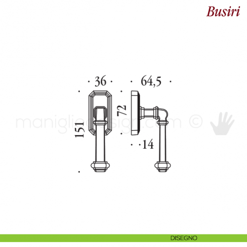 Maniglia per finestra martellina DK Busiri Antologhia disegno