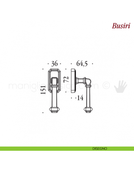 Maniglia per finestra martellina DK Busiri Antologhia disegno