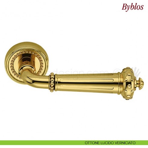 Maniglia per porta Byblos Antologhia con molla ottone lucido verniciato