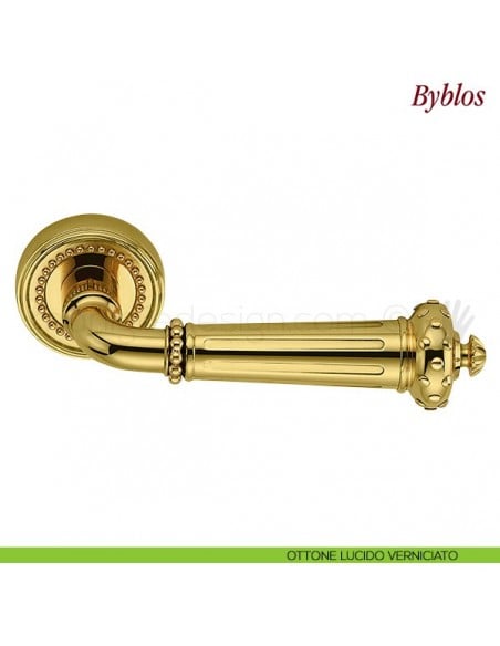 Maniglia per porta Byblos Antologhia con molla ottone lucido verniciato