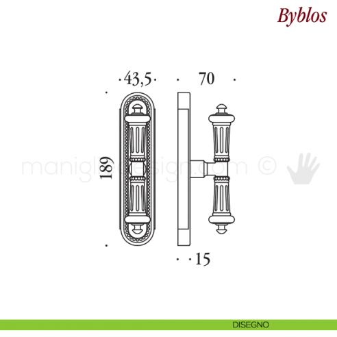 Maniglia per finestra cremonese Byblos Antologhia disegno