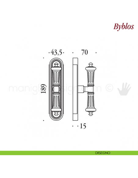 Maniglia per finestra cremonese Byblos Antologhia disegno