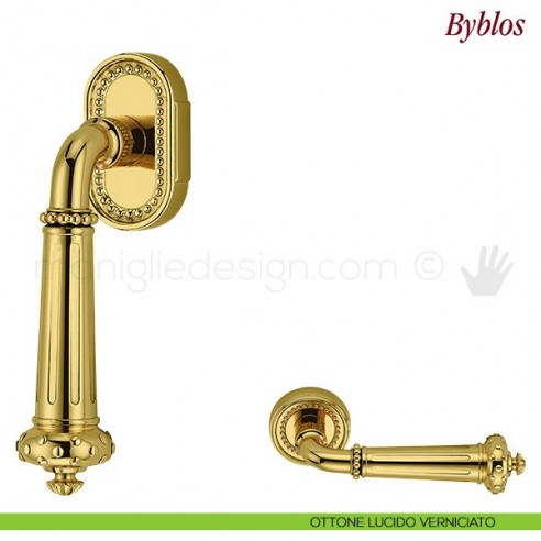 Maniglia per finestra martellina DK Byblos Antologhia ottone lucido verniciato