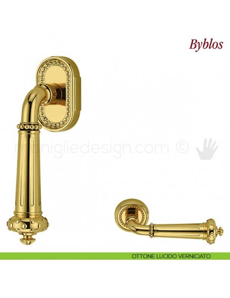 Maniglia per finestra martellina DK Byblos Antologhia ottone lucido verniciato