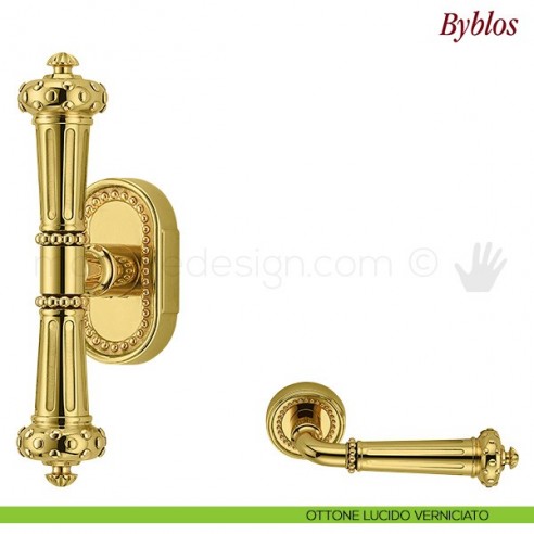 Maniglia per finestra martellina DK Byblos Antologhia ottone lucido verniciato