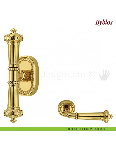 Maniglia per finestra martellina DK Byblos Antologhia ottone lucido verniciato