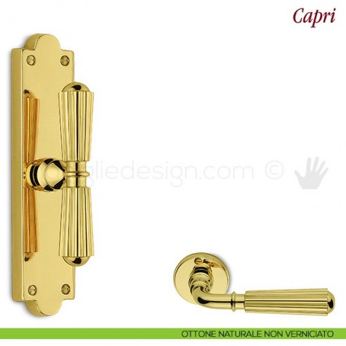 Maniglia per finestra cremonese Capri Antologhia ottone naturale non verniciato
