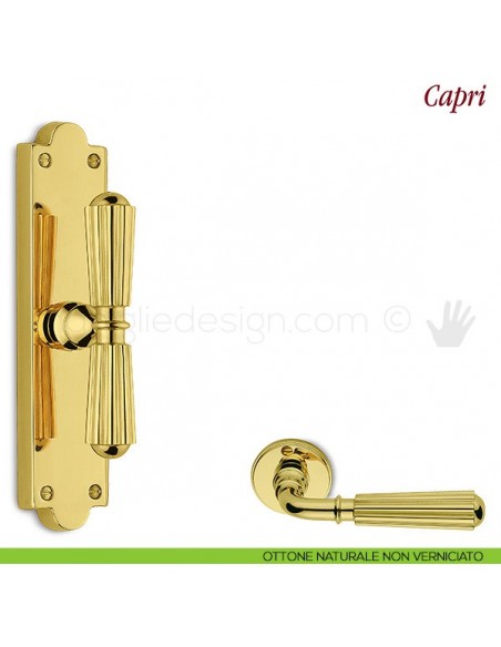 Maniglia per finestra cremonese Capri Antologhia ottone naturale non verniciato