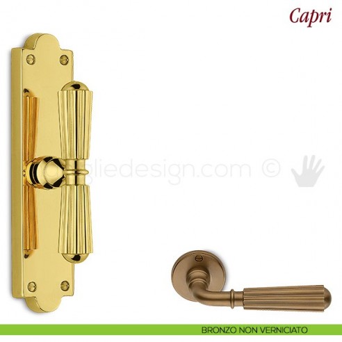 Maniglia per finestra cremonese Capri Antologhia bronzo non verniciato