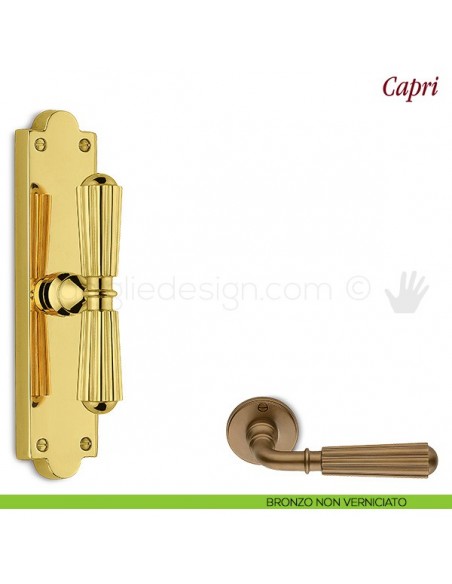 Maniglia per finestra cremonese Capri Antologhia bronzo non verniciato