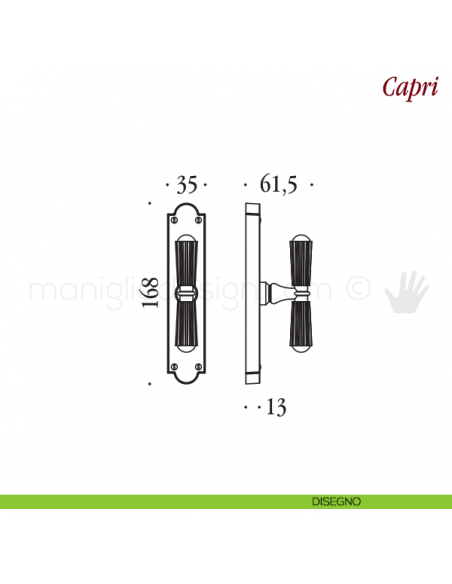 Maniglia per finestra cremonese Capri Antologhia disegno