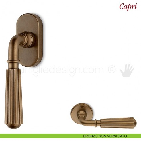 Maniglia per finestra martellina DK Capri Antologhia bronzo non verniciato